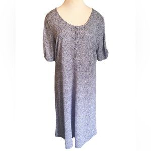 Blue/White Floral Design Midi Dress with Tied Sleeves  | Christopher & Banks